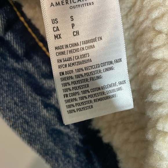American Eagle | Men's Denim Sherpa Lined Trucker Jacket Size Small NWT - Picture 7 of 9